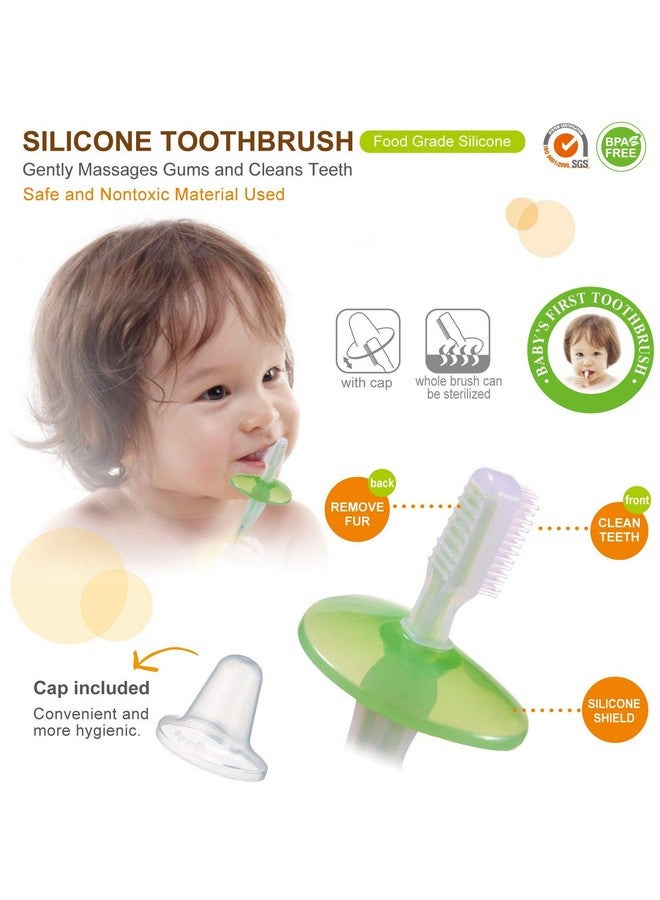 Simba Soft Bristle Silicone Baby Toothbrush With Milk Residue/Fur Scrubber. (Green) - Image 3
