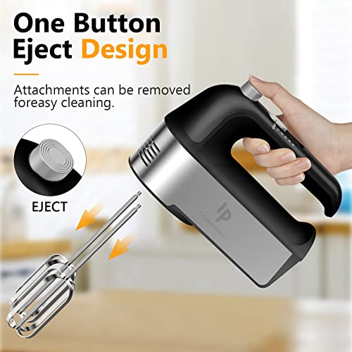 LILPARTNER Hand Mixer Electric, 450W Kitchen Mixers with Scale Cup Storage Case, Turbo Boost/Self-Control Speed + 5 Speed + Eject Button + 5 Stainless Steel Accessories, For Easy Whipping Dough,Cream,Cake - Image 4