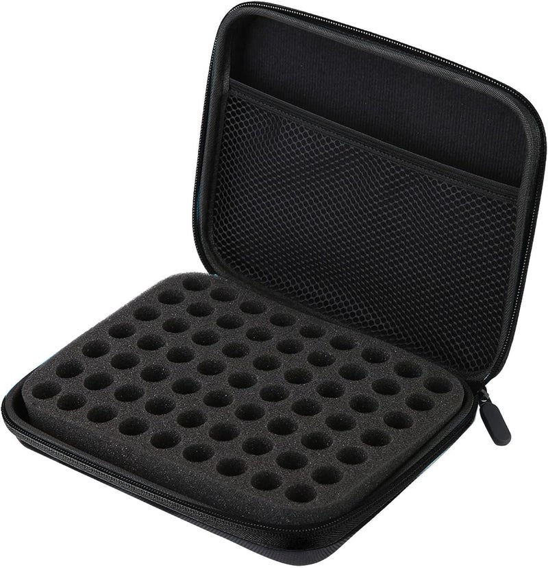 حقيبة تخزين الزيوت العطرية المحمولة زيرون 63 فتحة، سعة كبيرة، كاملة، خفيفة الوزن وقابلة للنقل (أسود)