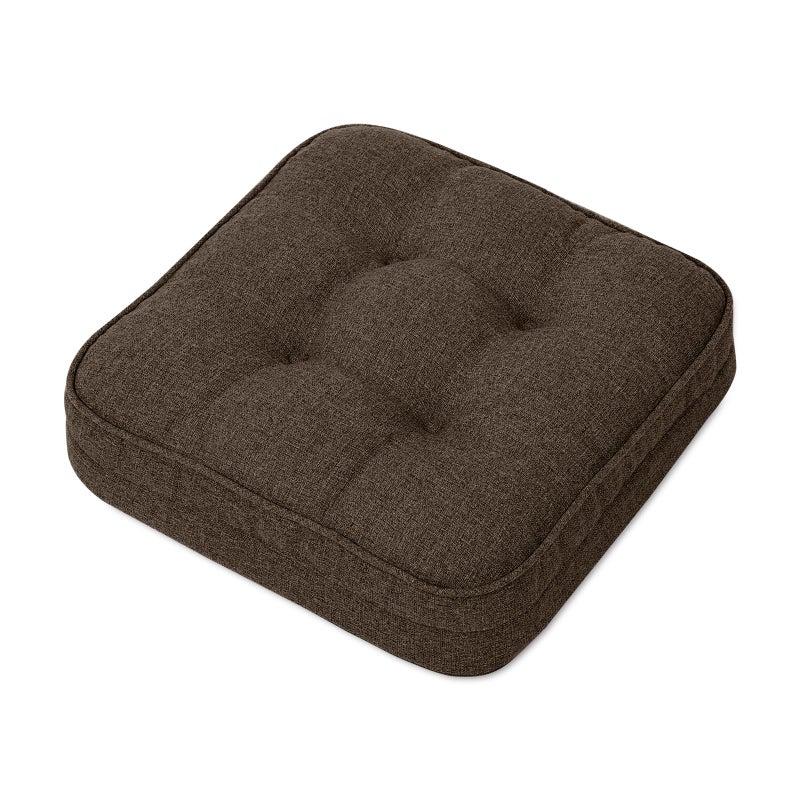GOFORIT Chair Cushions,Tufted Shredded Memory Foam Chair Pads, Non-Slip Seat Cushions with Removable Cover,16'' x 16'', Brown - Image 1