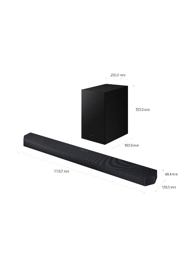 Samsung Q-Series Soundbar HW-Q600H 3.1.2ch Subwoofer, Wireless Dolby Atmos, Q-Symphony, Adaptive Sound, Wireless TV connection, HW-Q600H/ZN (2026 - UAE Version) HW-Q600H/ZN black - Image 2