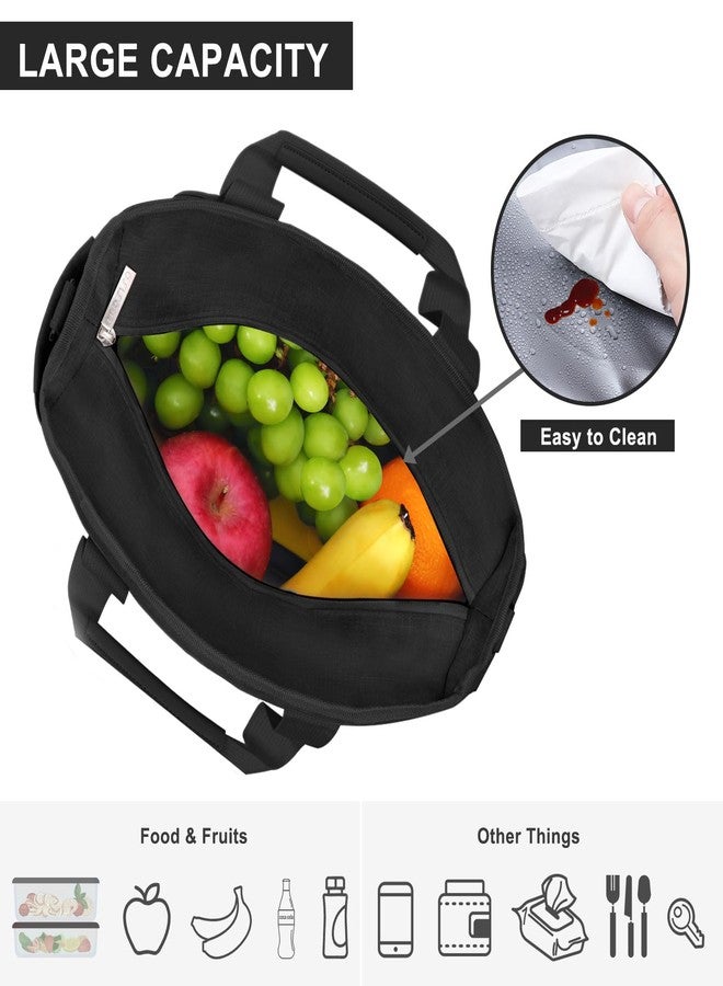 MOSISO Insulated Lunch Bag for Women Men, Cooler Bag for Work/Picnic/Hiking, Portable Lunch box with Front Pocket & Adjustable Shoulder Strap, Black - Image 2