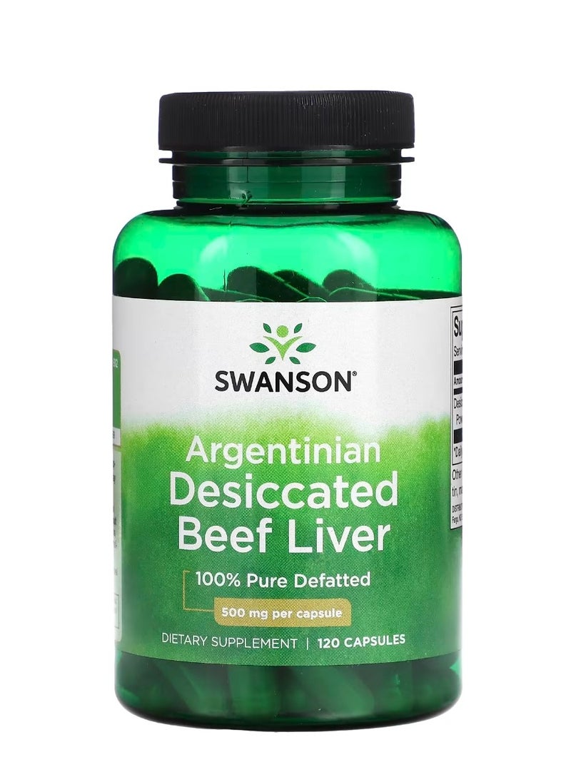 SWANSON Argentinian Desiccated Beef Liver 500 mg 120 Capsules  - Image 1