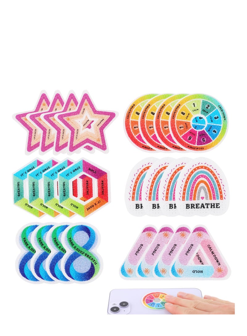 Anxiety Relief Sensory Stickers, 24 Reusable Textured Fidget Strips in 6 Styles, Adhesive Calm Strips for Adults and Teens - Perfect for Work, School, and Classroom Use. - Image 1