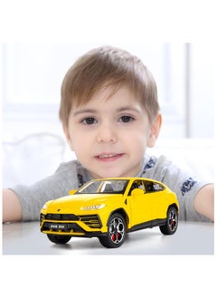 CHE ZHI 1:24 Lamborghini Urus Car Model, Diecast Pull Back Car Toy car, Doors Open, Light and Sound, Boys Toys Kids Adults Gifts (YELLOW)  - Image 2