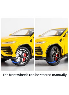 CHE ZHI 1:24 Lamborghini Urus Car Model, Diecast Pull Back Car Toy car, Doors Open, Light and Sound, Boys Toys Kids Adults Gifts (YELLOW)  - Image 5