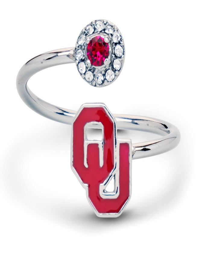 Stone Armory University of Oklahoma Sooner Gifts for Women - Oklahoma Sooners Ring with Crystals - Hypoallergenic and Adjustable Sizes 5-12 - University of Oklahoma Jewelry and OU Gifts - Image 1
