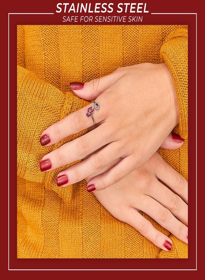 Stone Armory University of Oklahoma Sooner Gifts for Women - Oklahoma Sooners Ring with Crystals - Hypoallergenic and Adjustable Sizes 5-12 - University of Oklahoma Jewelry and OU Gifts - Image 5