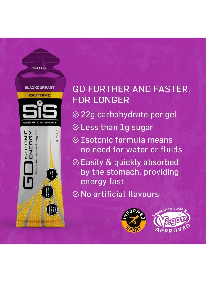 SIS GO Isotonic Energy Gels | 22g Carbohydrates | Low Sugar | Easily Digestible | Gluten Free | No Water Needed | Running Gels | Blackcurrant Flavour | 30 Pack - Image 3