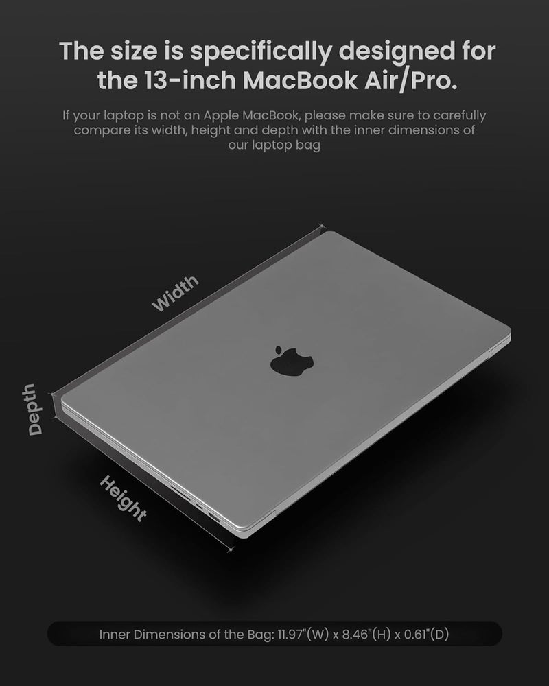 توم توك غلاف كمبيوتر محمول رفيع Voyage-A10 من تومتوك لجهاز MacBook Air/Pro مقاس 13 بوصة 2025 من طرازات M4/M3/M2/M1 A3240 A3113 A2681 A2337 A2686 A2338، وحقيبة مقاومة للماء لجهاز Surface Pro Copilot+ PC مقاس 13 بوصة، بتصميم بسيط. - Image 3
