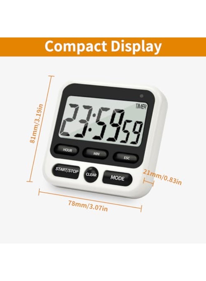 Fasola Digital Kitchen Timer 24 Hour Clock and Alarm Function with Silent or Alarm Manual Switching Count UP or Down and Memory Function for Cooking, Baking, Meeting - Image 2
