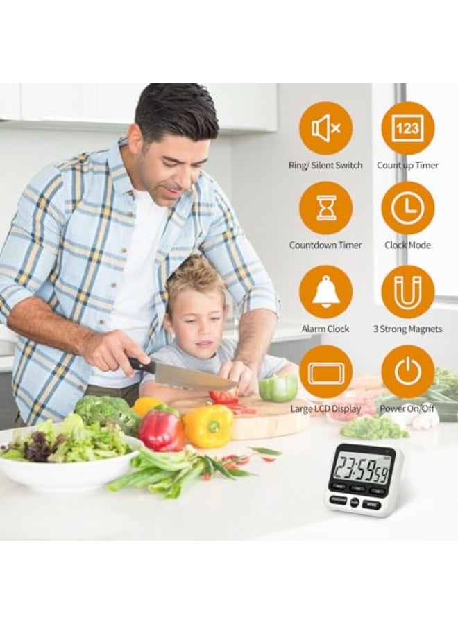 Fasola Digital Kitchen Timer 24 Hour Clock and Alarm Function with Silent or Alarm Manual Switching Count UP or Down and Memory Function for Cooking, Baking, Meeting - Image 4