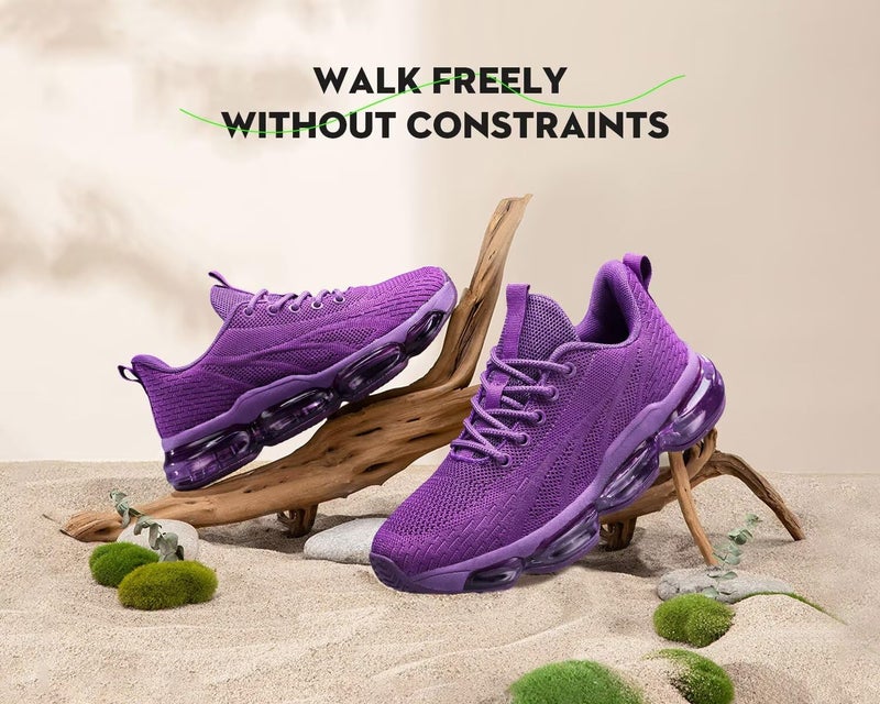 Kapsen Womens Air Walking Shoes Casual Non Slip Running Tennis Breathable Mesh Workout Gym Sneakers Zapatos Purple - Image 5