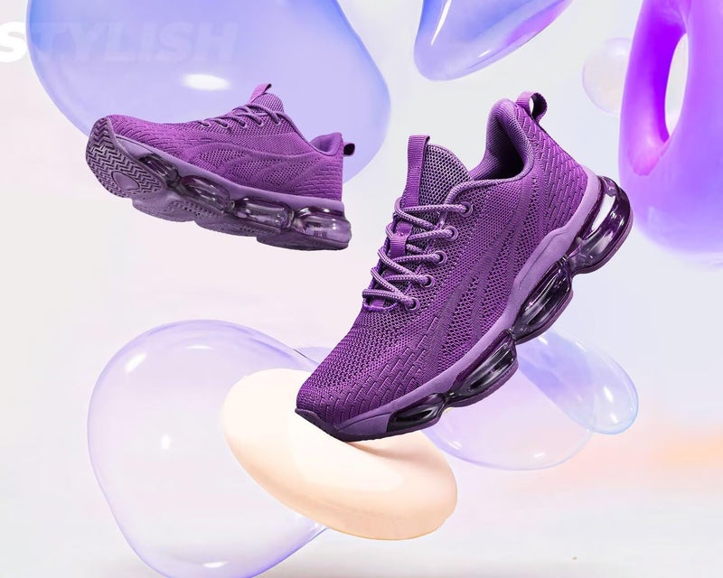 Kapsen Womens Air Walking Shoes Casual Non Slip Running Tennis Breathable Mesh Workout Gym Sneakers Zapatos Purple - Image 4