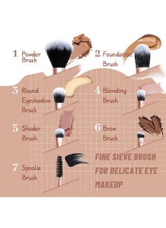 BEASOFEE Makeup Brushes Makeup Brush Set,7Pcs Premium Sythetic Foundation Blending Brush Powder Blush Concealers Eyeshadow Eyebrow Spoolie Brush With Storage Bag  - Image 2
