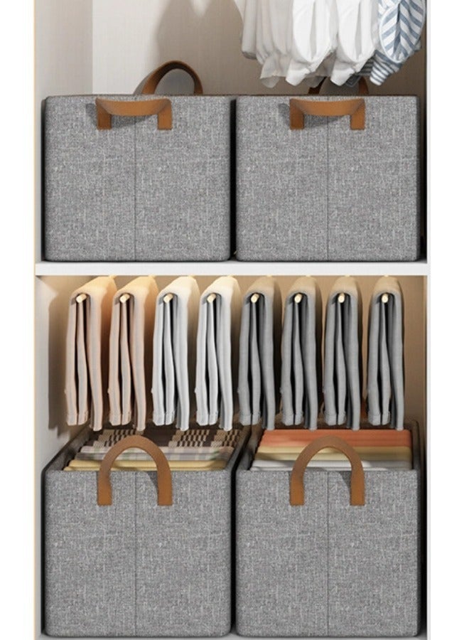 HOMESTAR 4PCS Large Foldable Closet Storage Organizer Clothes and Organization Box with Carrying Handles Thickened Steel Frame Toy for Wardrobe Home Bedroom - Image 3