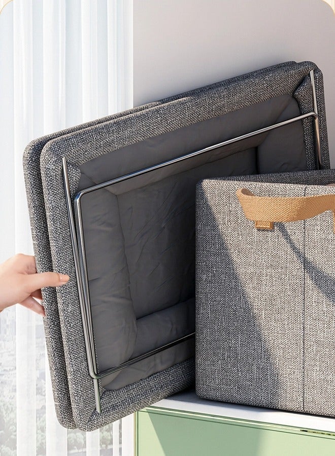 HOMESTAR 4PCS Large Foldable Closet Storage Organizer Clothes and Organization Box with Carrying Handles Thickened Steel Frame Toy for Wardrobe Home Bedroom - Image 4