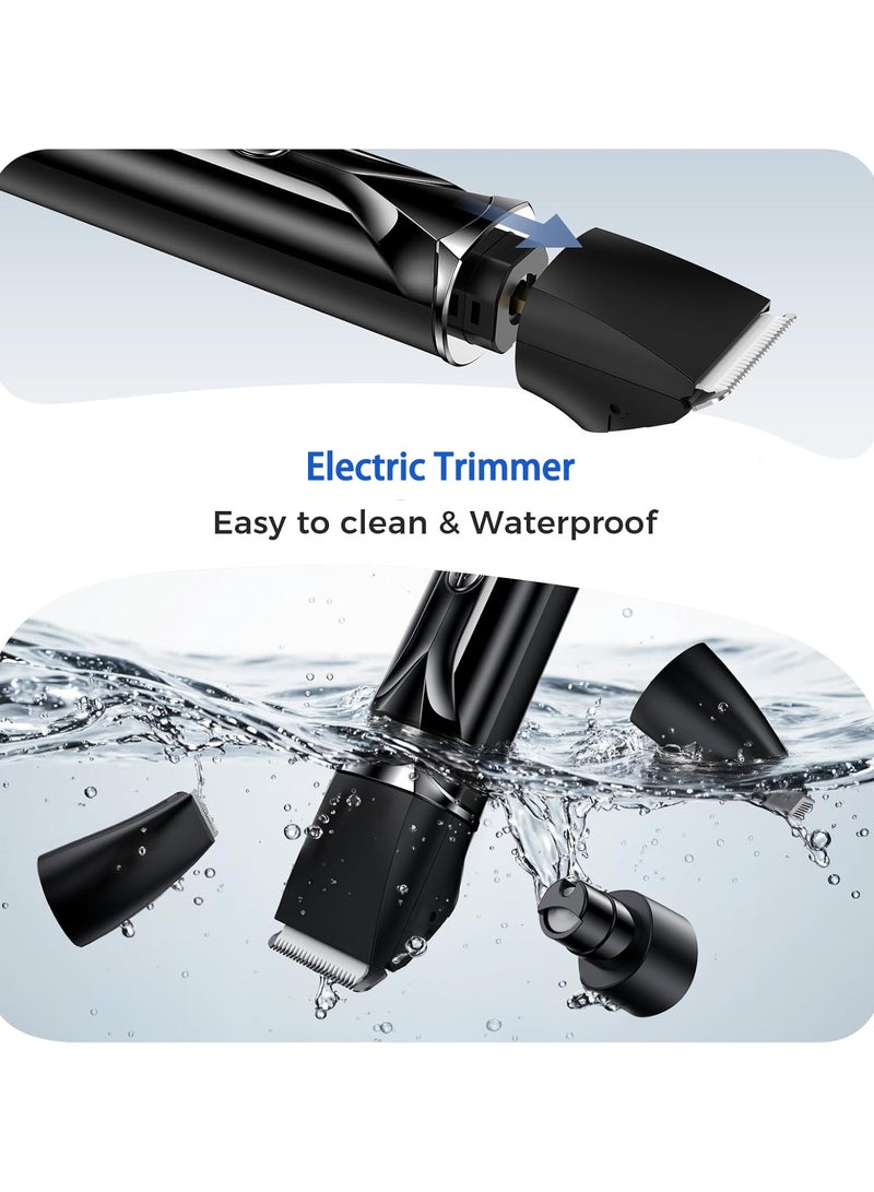 5-in-1 Pet Hair Trimmer Kit with Comb & Scissor – Low Noise Rechargeable Waterproof Clippers with 4 Blade Heads & 4 Limit Combs, Paw Trimmer, Nail Grinder & Shaver for Dogs & Cats, LED Display - Image 5