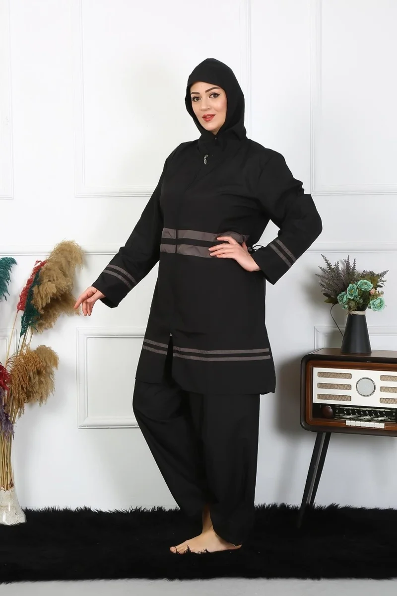 Akbeniz Plus Size Hijab Swimsuit 7XL-8XL-9XL-10XL Black 55010
