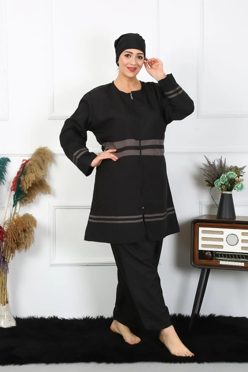 Akbeniz Plus Size Hijab Swimsuit 7XL-8XL-9XL-10XL Black 55010