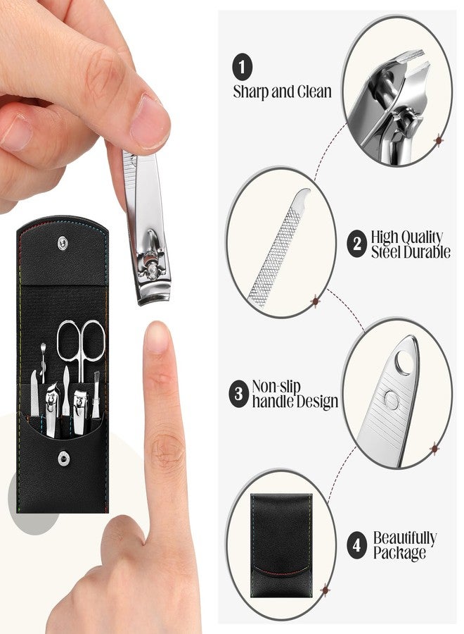 Geosar 50 Set Travel Manicure Kit Nail Clippers Pedicure Professional Nail Care Tools Stainless Steel Grooming Set with Portable Travel Case Gifts for Mother Father Men Women(7 in 1,Black) - Image 3