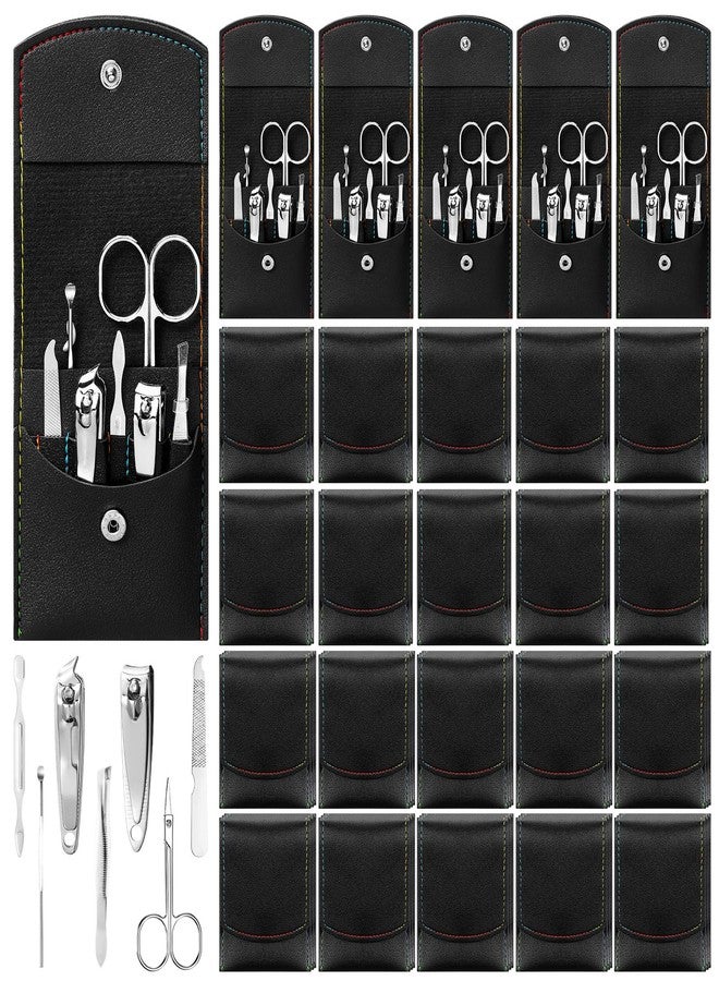 Geosar 50 Set Travel Manicure Kit Nail Clippers Pedicure Professional Nail Care Tools Stainless Steel Grooming Set with Portable Travel Case Gifts for Mother Father Men Women(7 in 1,Black) - Image 1