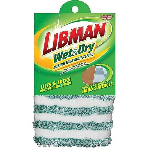 Libman وسادة إعادة تعبئة ممسحة الأرضيات الرطبة/الجافة من ليبمان التجارية 119، ميكروفايبر، بعرض 18 بوصة، أخضر وأبيض - Image 1