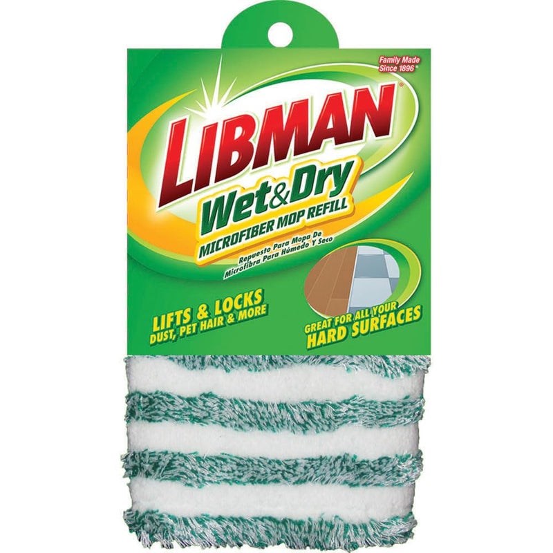 Libman وسادة إعادة تعبئة ممسحة الأرضيات الرطبة/الجافة من ليبمان التجارية 119، ميكروفايبر، بعرض 18 بوصة، أخضر وأبيض - Image 5