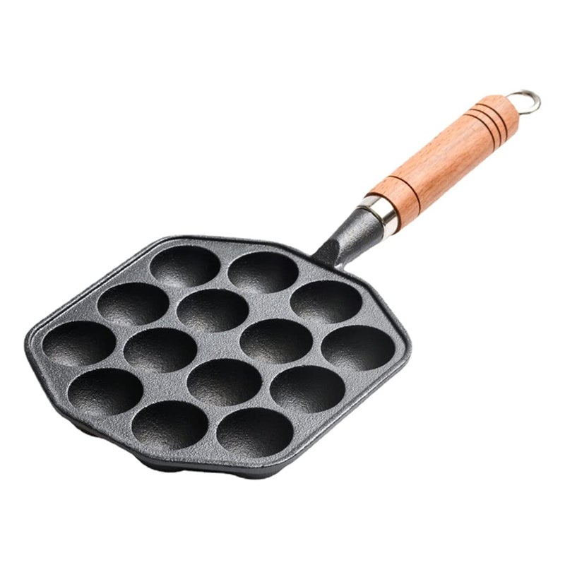 GABANIZ GABANIZ 14 Holes Takoyaki Maker Skillet Takoyaki Pan Nonstick Cast Iron Octopus Meat Balls Mold Maker with Detachable Handle for Home Pancake Baking  - Image 1