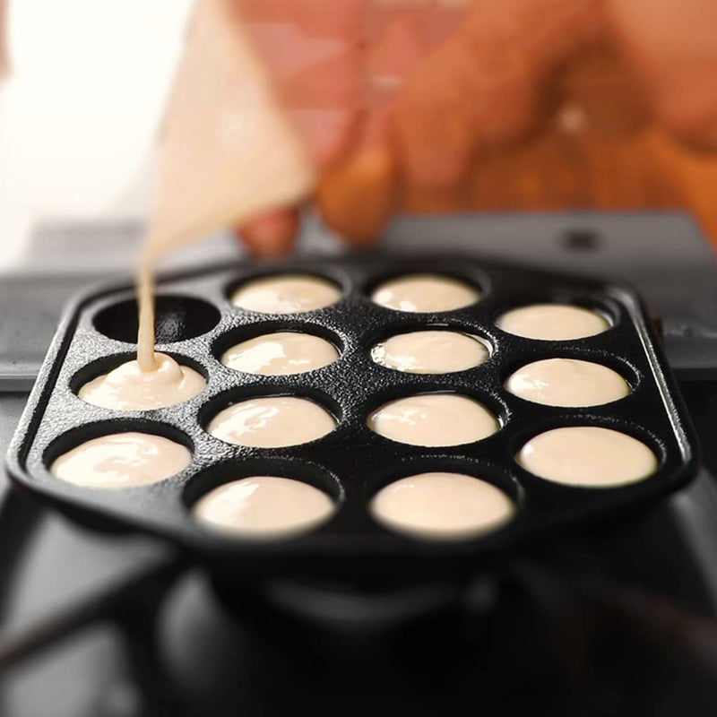 GABANIZ GABANIZ 14 Holes Takoyaki Maker Skillet Takoyaki Pan Nonstick Cast Iron Octopus Meat Balls Mold Maker with Detachable Handle for Home Pancake Baking  - Image 4