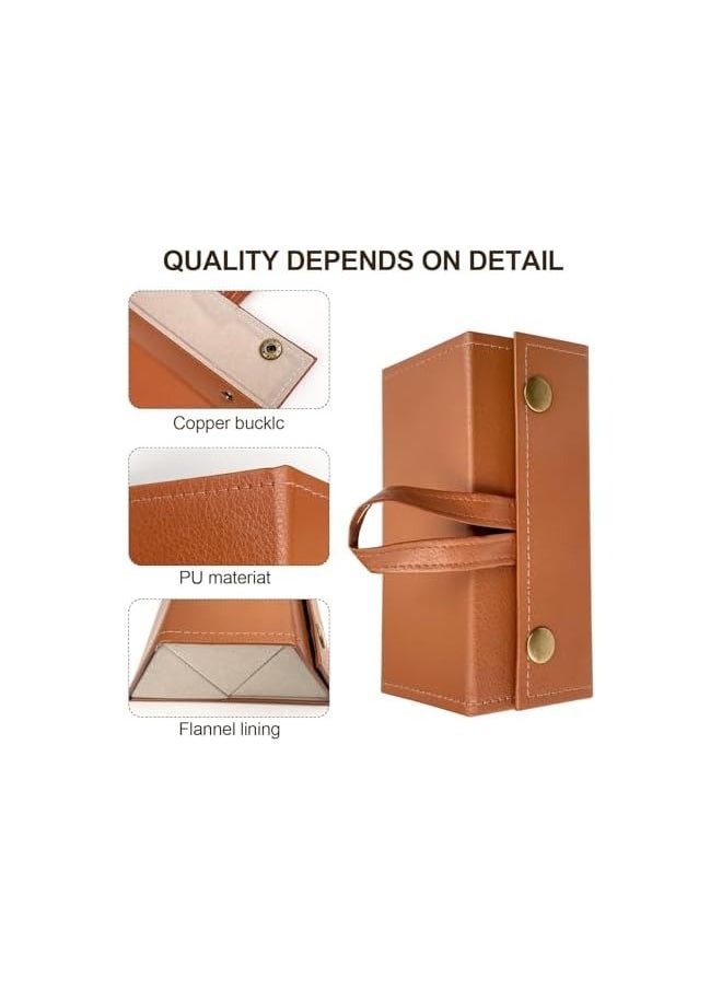PROMASS Travel Sunglasses Organizer, 3-Slot Foldable PU Leather Travel Glasses Case - Compact Hanging Eyeglasses Case Storage Box Glasses Holder Collector Display for Women Men  - Image 2