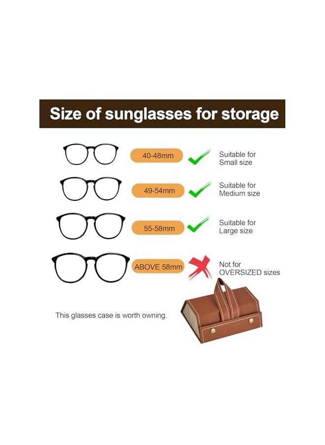 PROMASS Travel Sunglasses Organizer, 3-Slot Foldable PU Leather Travel Glasses Case - Compact Hanging Eyeglasses Case Storage Box Glasses Holder Collector Display for Women Men  - Image 4