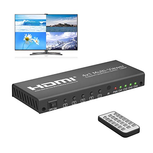 aoeyoo HDMI Multi-Viewer 4x1 Seamless Switcher with IR Remote Control and 6 Display Mode Supports HD 1080P for PS4 PC DVD - Image 1