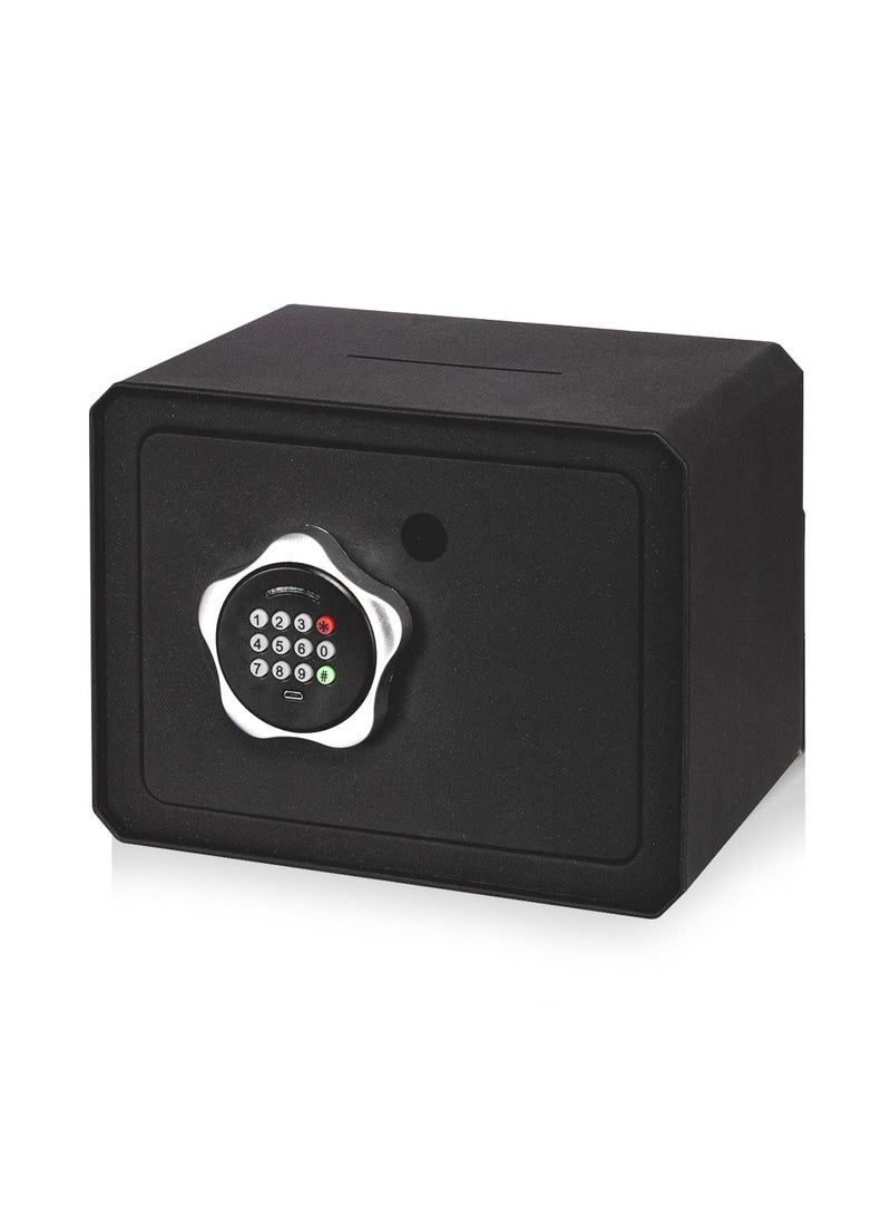 Small Safe Box, Electronic Keypad Lock Money Drop Safe, Personal Mini Safes Cabinet for Home Office Hotel Jewelry, 9.5"x6.3"x7.1" inch, Black