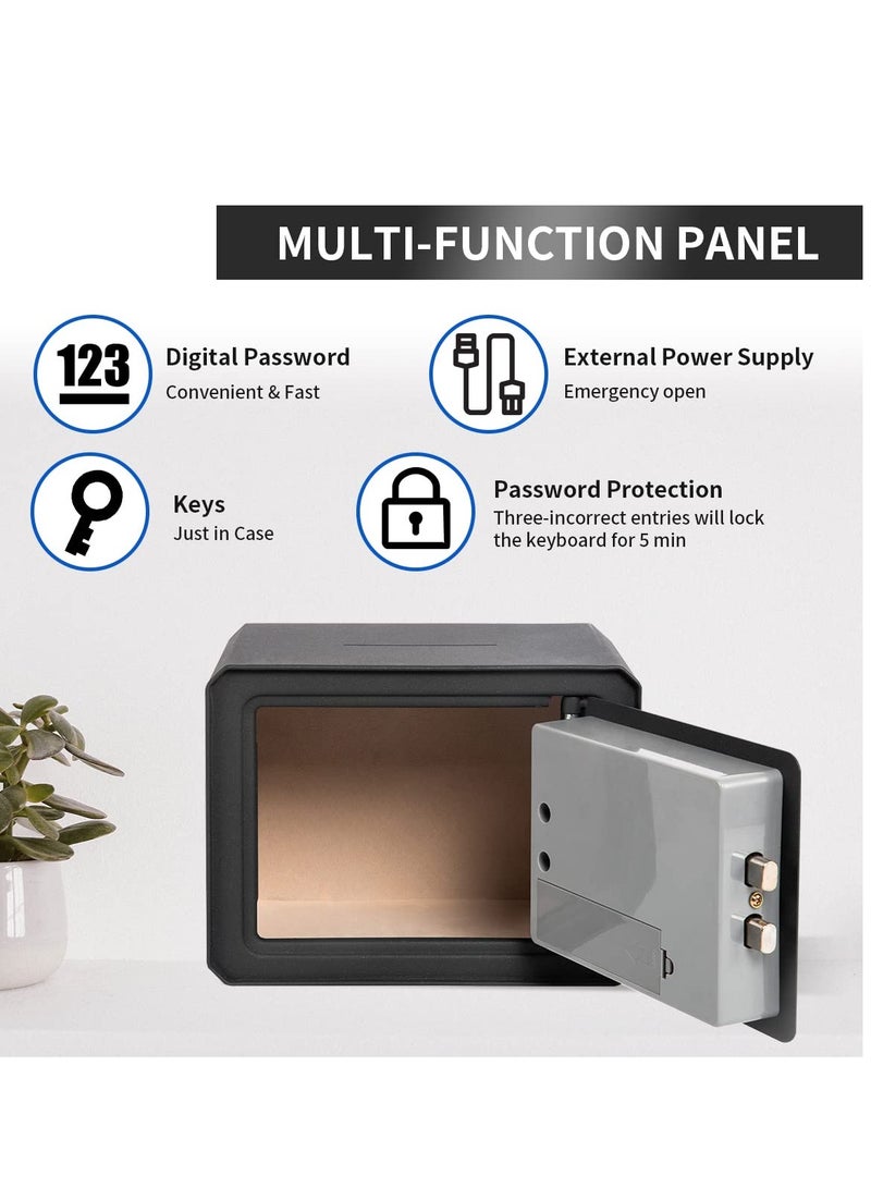 Small Safe Box, Electronic Keypad Lock Money Drop Safe, Personal Mini Safes Cabinet for Home Office Hotel Jewelry, 9.5"x6.3"x7.1" inch, Black