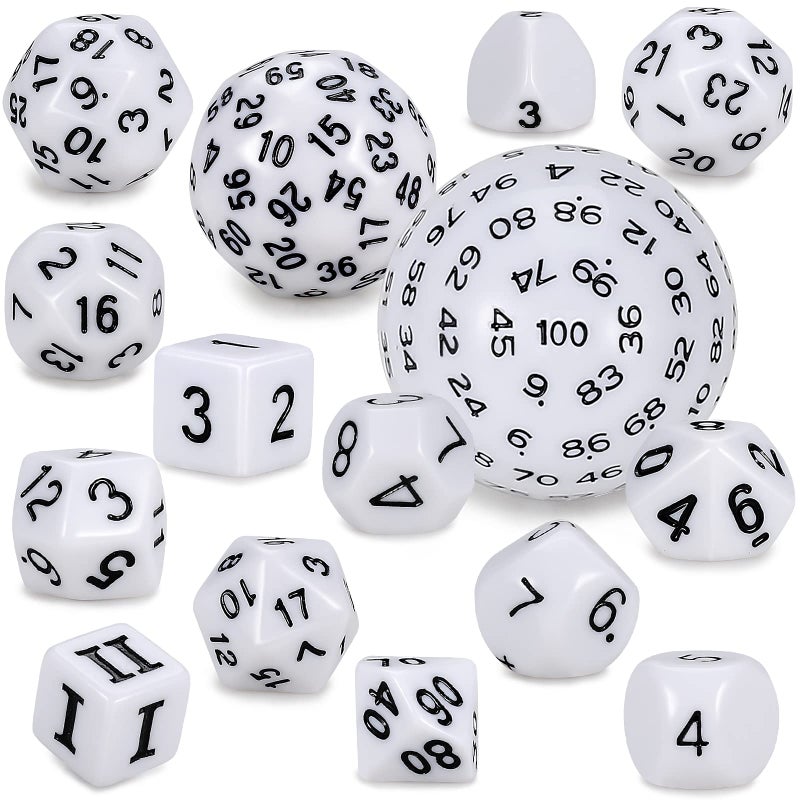 CiaraQ DND Polyhedral Dice Set 15pcs D4D100 Game Dice with Dice Bag for Dungeons and Dragons Role Playing Table Games White Black - Image 3