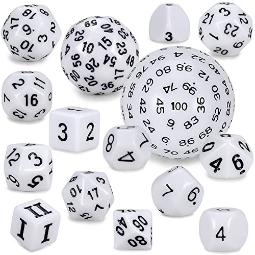 CiaraQ DND Polyhedral Dice Set 15pcs D4D100 Game Dice with Dice Bag for Dungeons and Dragons Role Playing Table Games White Black - Image 1