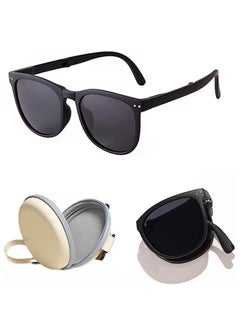 Foldable Sunglasses For Women Men, Square Folding Easy Carry Shades UV400 Protection Lens Suitable for running, driving, traveling,hiking and other outdoor sports-Black.