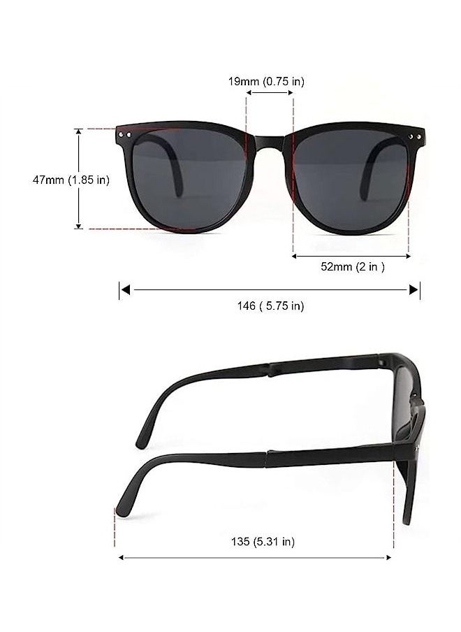 Unique - Foldable Sunglasses For Women Men, Square Folding Easy Carry Shades UV400 Protection Lens Suitable for running, driving, traveling,hiking and other outdoor sports-Black. - Image 1