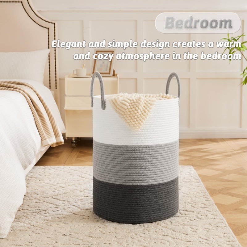 Artfeel Laundry Basket,Woven Cotton Rope Laundry Hamper,60L for Decorative Storage of Dirty Clothes,Toys and Blankets in Bathroom,Bedroom and Living Room - Image 4