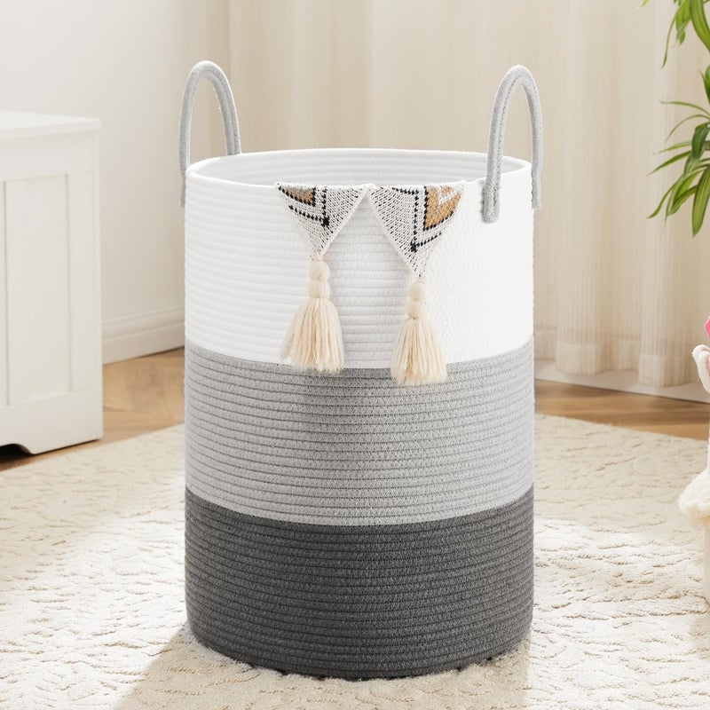 Artfeel Laundry Basket,Woven Cotton Rope Laundry Hamper,60L for Decorative Storage of Dirty Clothes,Toys and Blankets in Bathroom,Bedroom and Living Room - Image 1