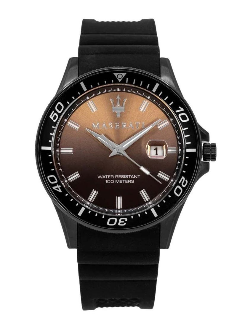 Maserati Sfida Men's Analog Quartz Multicolor Dial Black Silicone Watch R8851140001 - Image 1