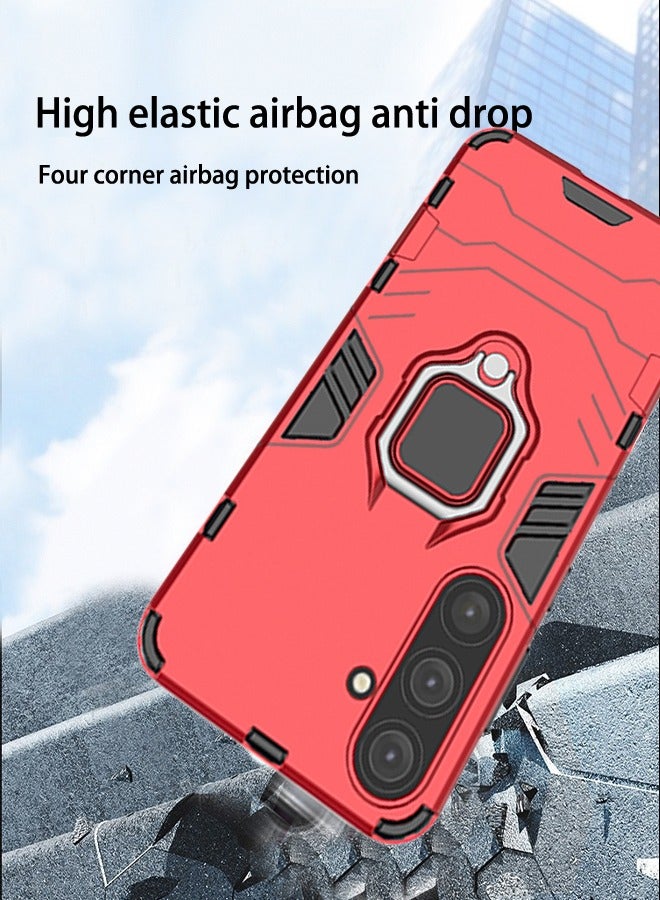 GKK Samsung S24plus Case Cover with Kickstand Shell Back Cover Anti-Scratch Shockproof Protective Protector Accessories Stand Magnetic Car Ring Holder Camera Protection Funtion Red  - Image 4
