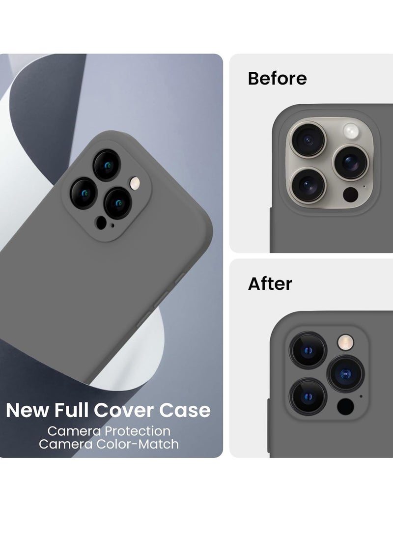 ELTRAZONE Designed for iPhone 15 Pro Max Case, Silicone Upgraded [Camera Protection] for iPhone 15 ProMax Case with [2 Screen Protectors], Anti-Scratch Microfiber Lining, 6.7 inch, Space Gray - Image 3