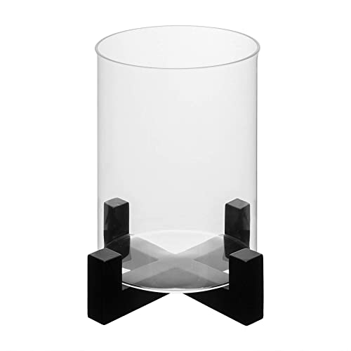 Labzio Elegant Candle Stand & Flower Vase with Wooden Base and Borosilicate 3.3 mm Glass Cylinder (Black, Medium) – Perfect Diwali & Christmas Home Decor, Festive Lighting & Decorative Piece - Image 3
