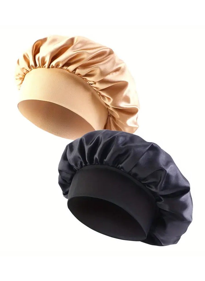 Generic 2 Piece Satin Sleep Cap Set Perfect Hair Protection And Ultimate Comfort 