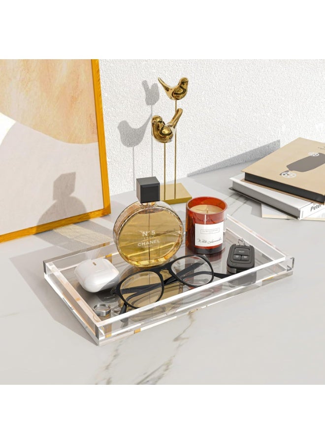 رسالم الخليج 8ملي صينية أكريليك متعددة الاستخدامات – صينية مستطيلة شفافة للتخزين والتنظيم الزخرفي للطاولة الجانبية أو الحمام أو المكتب - Image 3