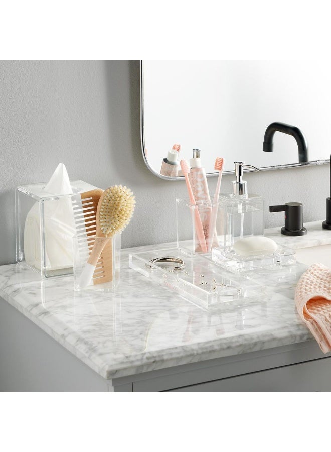 رسالم الخليج 8ملي صينية أكريليك متعددة الاستخدامات – صينية مستطيلة شفافة للتخزين والتنظيم الزخرفي للطاولة الجانبية أو الحمام أو المكتب - Image 5