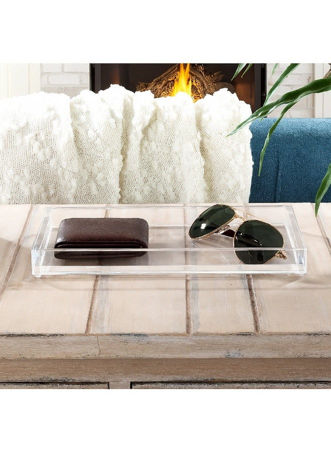 رسالم الخليج 8ملي صينية أكريليك متعددة الاستخدامات – صينية مستطيلة شفافة للتخزين والتنظيم الزخرفي للطاولة الجانبية أو الحمام أو المكتب - Image 4