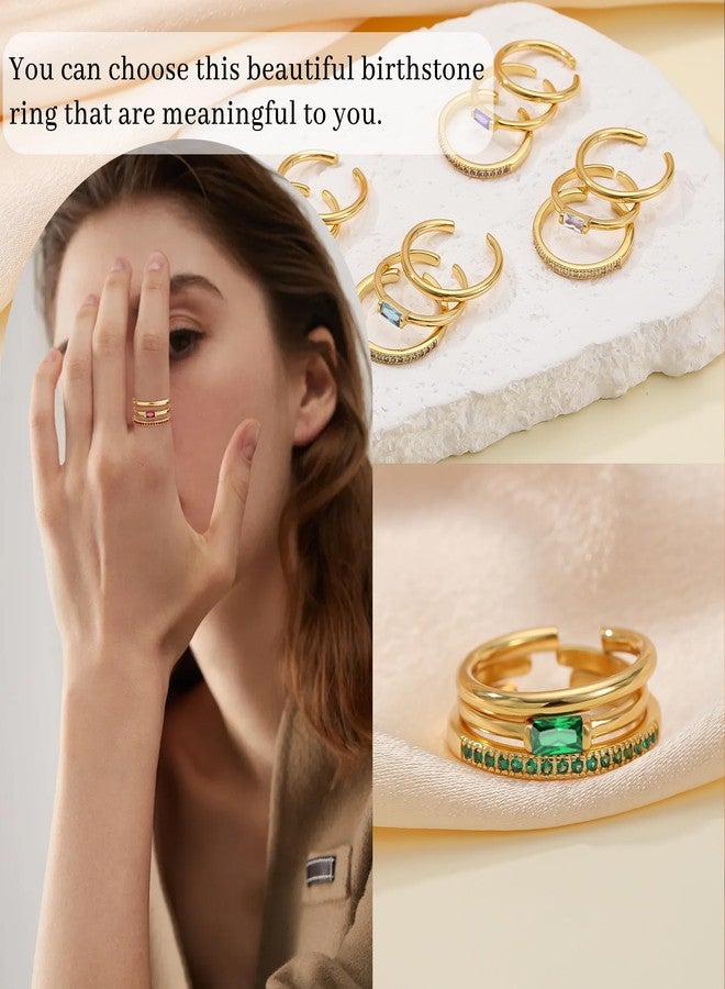 Btysun October Birthday Gifts for Women, Birthstone Rings for Women Non Tarnish Gold Rings with Birthstone Christmas Stocking Stuffers Daughter Girlfriend Birthday Gifts Adjustable Stacking Tourmaline Ring - Image 2